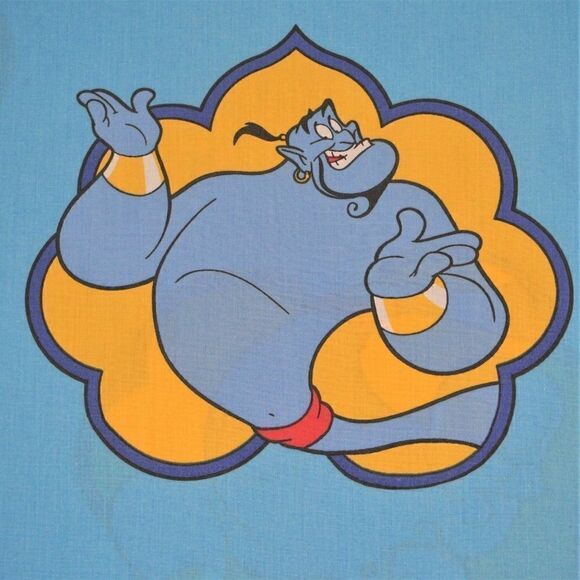 Vintage Disney USA Aladdin Twin Fitted Sheet Blue Genie Lago Abu Jafar Jasmine - Picture 6 of 12
